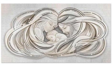 Lupia - Quadro moderno su tela in cotone SHINY 62x115 cm SACRA FAMIGLIA 1 MIX con glitter e brillantini MULTICOLOR, Nativita' per soggiorno, capezzale camera da letto