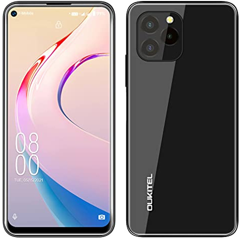 OUKITEL Smartphone ohne Vertrag C21 PRO, Vollglas-Design,4GB+64GB,256GB Externe SD,21MP Dreifach-Rückfahrkamera,Android 11 Dual SIM Handy, 6,39’’ HD+ Display, Fingerabdruck Face ID GPS WiFi Schwarz