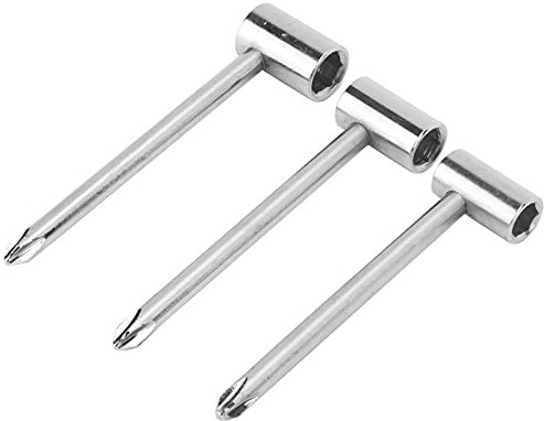 Halsstabschlüssel, Gitarrenhals-Einstellwerkzeug Leicht glatt 7 mm / 8 mm / 6,35 mm für die Wartung(Drei Sätze Silber 6.35MM+7MM+8MM)