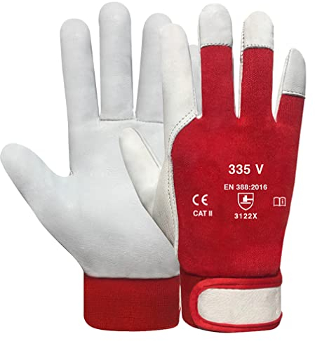 DOJA Barcelona | Guanti da Lavoro in Tessuto Cuoio con Pugno di Velcro | 3 Paia | Guanti Pelle Lavoro Taglia 9 / L | Guanti Cuoio Lavoro | Guanti Lavoro Pelle Cuoio Catene di Montaggio, Saldatura