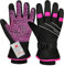 BIKINGMOREOK Winterhandschuhe Wasserdicht -30°F 3M Thinsulate Skihandschuhe Warme Touchscreen Handschuhe,Winddicht Fahrradhandschuhe Herren Damen-Rosa-M