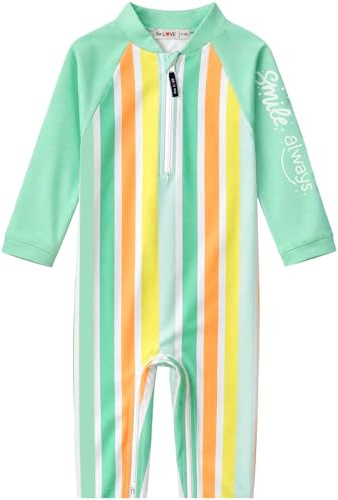 weVSwe Bebé Traje De Baño Manga Larga Verde Playa Niña Una Pieza Protección Solar Rash Guard Recién Nacido 12-18 Meses