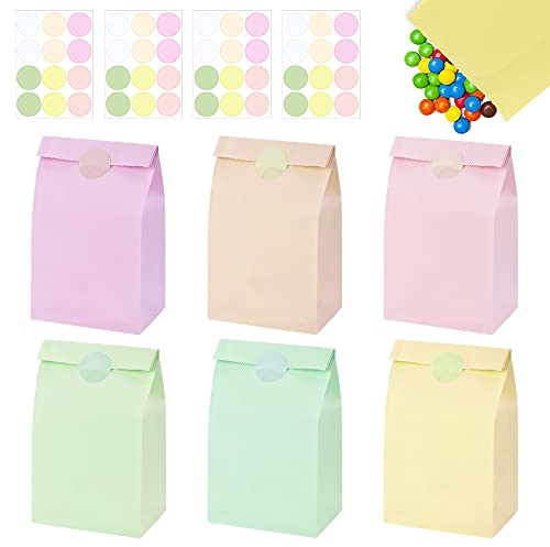 AFASOES 30 Stück Papiertüten Bunt geschenktüten papier Candy Tüten 24*13*8cm Bunte tüten Papier mit 48 Aufkleber Süßigkeitstüten Kraftpapier Tüten Farbig zum Verpacken von Geschenken, Kindergeburtstag