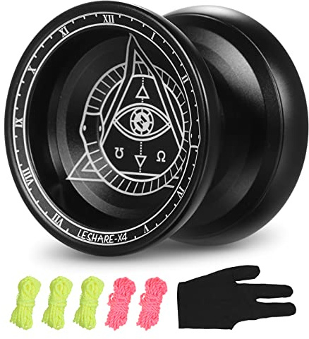 Lixada Professionelles Yoyo Competitive Aluminium Yoyo Ball mit 5 Schnüren und HandschuhZwei Sätze von Lagern, Nicht ansprechende Lager/empfindliche Lager Yo-Yo für Anfänger und professionelle Spieler