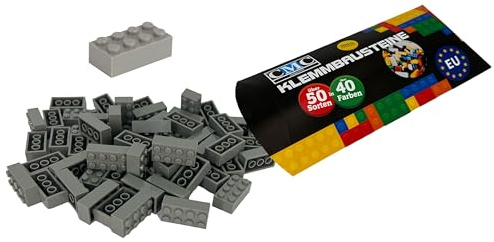 CMC imports 150 Klemmbausteine Bausteine 2x4 Noppen Kompatibel 8 Noppen freie Auswahl 34 Farben (280 - Grau)