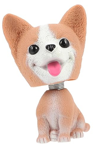 VICASKY 1 STK Bommel-hundeverzierung Welpenspielzeug Schütteln Stehender Welpe Nickender Hund Für Auto Kopfschüttelndes Hundedekor Autodekoration Bobblehead-Hund Mini Auto Harz Wagen Corgi