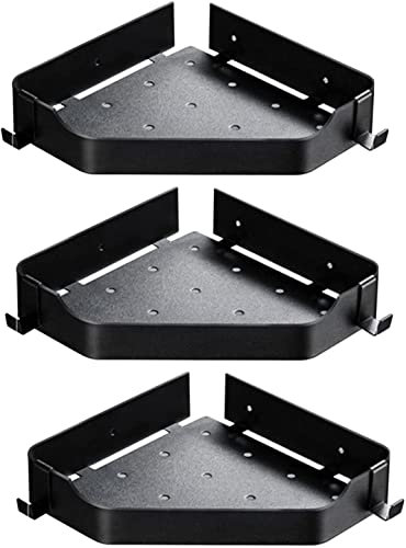 AKAZI Badezimmer-Eckregal, Badezimmerregal, selbstklebend, Duschablage, Edelstahl, Wandmontage, kein Bohren, mit Haken für Toilette, Chrom, 2-lagig (Schwarz 3 Etagen)