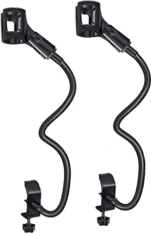 Povxlum 2 Pcs Microphone Adjustable Stand Flexible Gooseneck Desktop Stands Desk Clamp Recording Equipment for Meeting Lecture