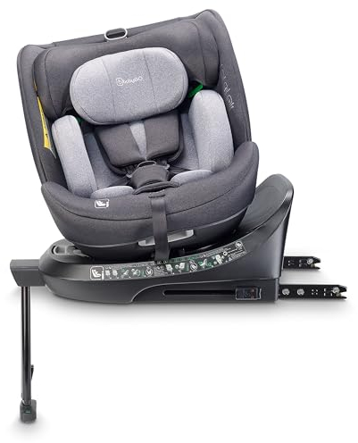 babyGO Move 360 Kindersitz nach neuer I-Size Norm - Kindersitz/Autositz für Kinder (40-150 cm) Grau