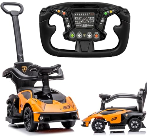 Rutschauto ab 1 Jahr mit Schiebestange, Kinderauto, Rutschauto Essenza SCV12, Auto Kinder (Orange)