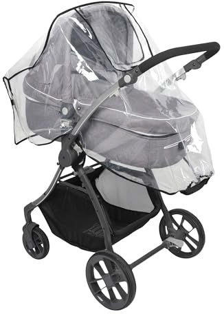 babycab Regenschutz Universal für Kinderwagen & Buggys - extragroßes Sichtfenster und mit Lüftungslöchern - Befestigung mittels Klettverschlüssen - umweltfreundliche Kunststofffolie