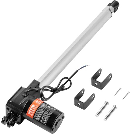 VEVOR Actionneur Linéaire 12 V, Actionneur de Mouvement Linéaire Robuste 400 mm 6000 N 5 mm/s avec Support de Montage et Protection IP44 pour Portes Électriques, Machines Industrielles, Navires, Cargo
