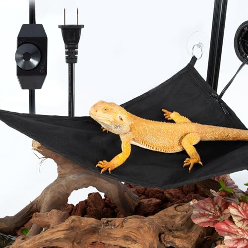 REPTI ZOO Amaca riscaldante per rettili, amaca per rettili e rettili con regolatore di temperatura 2 in 1 per camaleonte, lucertola, geco, iguana