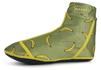 Duukies Kinder Badesocken Bananas rutschfest Strandsocken UV Schutz Bananen Print, Farbe:Green, Socken:34-35
