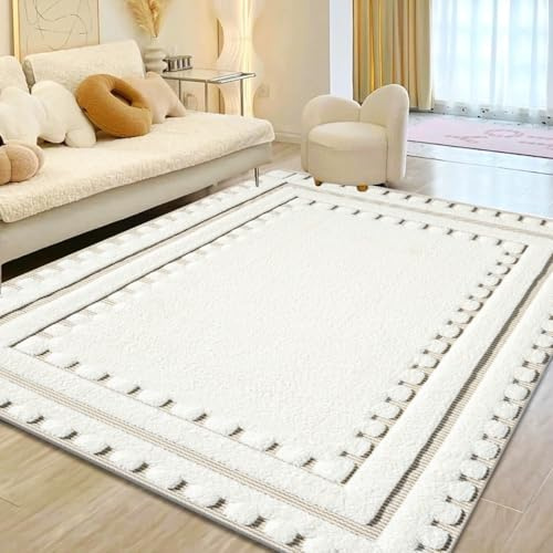 B&B Extra Large Bedroom Area Mat for Living Room Kitchen Laundry Floor Mat and Oriental Design Cozy, Soft, Durable Hallway Living Room Mat (Cream, 200 x 290 cm - Large Area Rug)