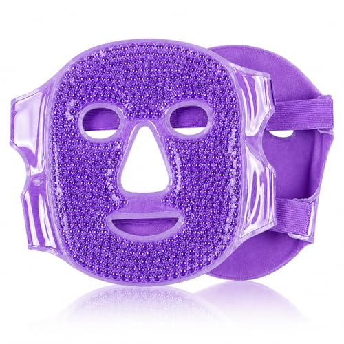 HAF Gesichtsmaske 2in1 Lila | Kühlmaske Gesicht | Gegen geschwollene und müde Augen | Eismaske gegen trockende Haut, Kopfschmerzen, Sonnenbrand und Migräne | Sowohl Heiß als auch Kalt anwendbar