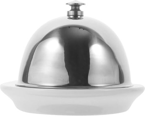 Mantequera de cerámica con tapa, de acero inoxidable de 3.5 pulgadas, bandeja redonda para mantequilla, mini platos de postre, recipientes de alimentos para el hogar, restaurante, cafetería, vajilla