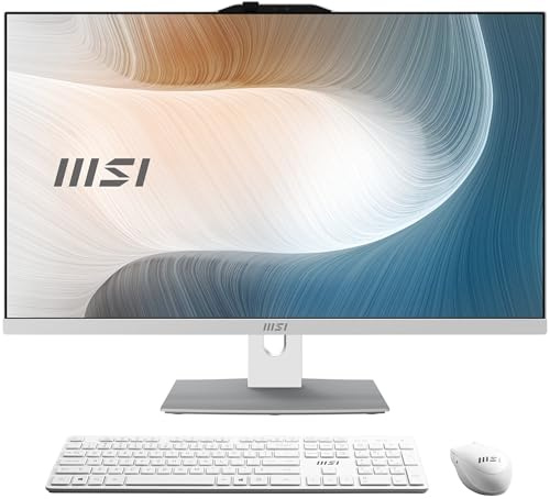MSI Escritorio moderno AM272P AIO: 68.6 cm FHD, Intel Core 7-150U, memoria de 32GB, SSD M.2 NVMe de 1TB, WiFi 6E, BT 5.3, Windows 11 Home: blanco 1M-820US
