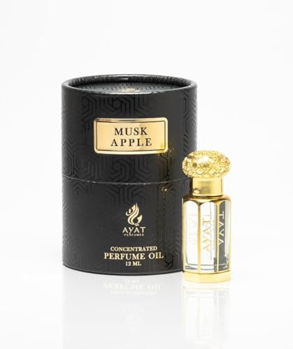 AYAT PERFUMES – Aceite de Perfume de Almizcle MUSK APPLE Attar Extracto de Perfume Sin Alcohol 12 ml – Fragancia de Perfume Oriental Árabe para Mujer y Hombre de Larga Duración – Hermosa Botella