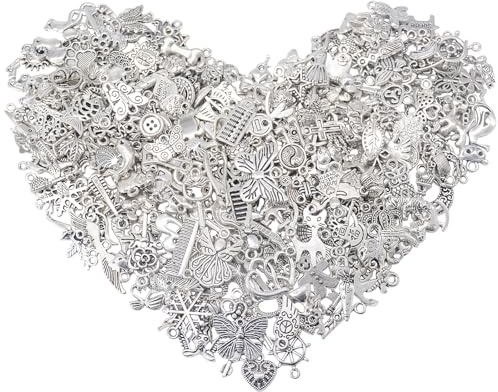 AebDerp 300pcs Christmas Charms DIY Schmuck Anhänger-Silver | Kleine Metall Anhänger für Armband,Ohrringe,Girlande,Kette,Halskette,Tasche und Basteln