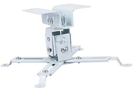 Housoutil Universal Projector Bracket Holder, Wall Mounted Steel Projector Support, White, Super Compatible for Home and Office Setup