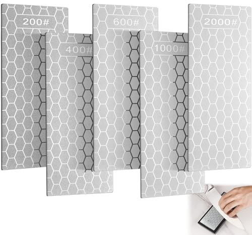 Piedra Afilar Diamante 5 Piezas Afilador Cuchillos Piedras de Afilar Cuchillos Profesional con Base Antideslizante para Herramientas al Aire Libre y Cuchillos de Cocina