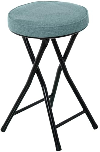 DRW Sgabello pieghevole in metallo e tessuto in nero e verde 30x30x49 cm