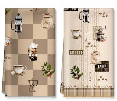 Arquiel Set di 2 Strofinacci Cucina Caffè Asciugamani Da Cucina in Microfibra Assorbente Canovacci Cucina Decorazione Regali di Vacanza per Cucina 40 cm x 60 cm