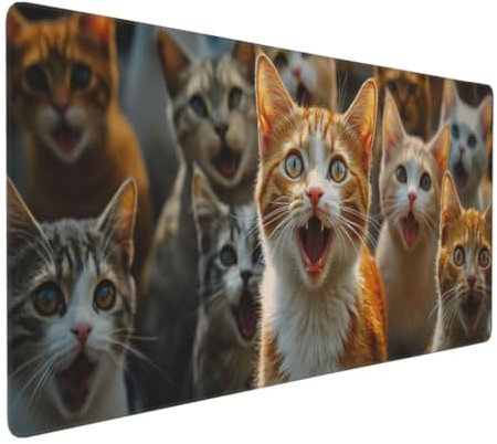 Tapis de Souris Mignon Chat Tapis de Souris XXL 1200x600x3mm, Imperméable Tapis de Souris Gamer XXL Tapis Souris Mouse Pad, Base Atidérapante, Haute Précision et Vitesse pour Gamer, Deco Bureau