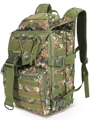 SHANNA Sac à Dos Militaire, 50L Grand Volume Sac à Dos Multifonction, Sacs Trekking Armée MOLLE Assaut Pack Combat Tactique pour La Randonnée en Plein Air Camping Pêche Chasse Sac D'urgence(ACU Vert)