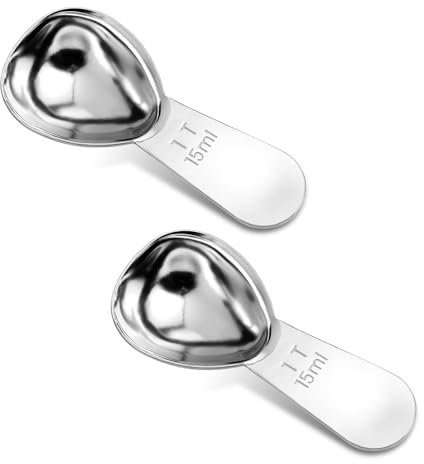 Thinp 2Stk Messlöffel 15ml,Kaffeemesslöffel Aus Edelstahl,Kaffeelöffel Portionierer,Kaffee Messlöffel mit Kurzem Griff,Kleiner Metalllöffel,Gewürzlöffel,Kaffee Dosierlöffel für Kaffee Losen Tee Zucker