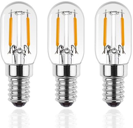 ProCrus Glühbirne E14 LED Warmweiss 1.5W,T22 E14 Vintage Edison Birne Ersatz 15W Glühbirne,2700K,150LM,für Kühlschrank,Nachtlicht,Salzlampe,Nicht Dimmbar,Clear,3 Stück