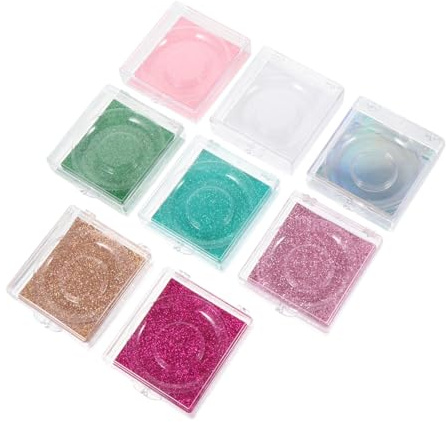 CTIRCHIU 8st Tomma Ögonfranslådor i Plast Förvaring Lösa Ögonfransar Transparenta Boxar Med Glittriga Perfekta För Hemmet Kontoret Och Resor