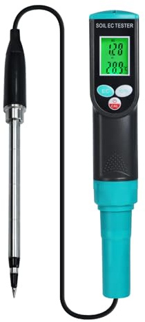 Misuratore Portatile di EC e Temperatura del Suolo - Analizzatore di Fertilità e Conducibilità del Terreno per Piante, Giardinaggio, Serre, Interno/Esterno IP67