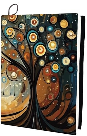 craspire Housse de Protection Extensible en Nylon Motif Arbre Motif Lampadaires Vintage Réutilisable Lavable Grande Taille Idéale pour Les Livres à Couverture Rigide Idéale pour Les Camarades