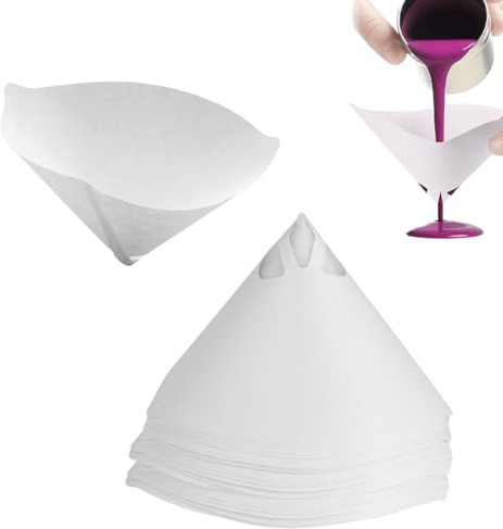 mkemka 50 Stück Lacksiebe Filterkegel Papiertrichter Einweg Farbe Papier Siebe Papier Lackfilter Nylon Konisches Papier Filter für Autolack und Filtern Farbe