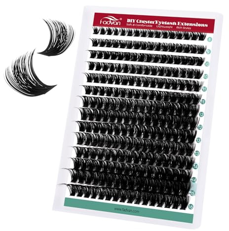 FADVAN 280pcs Ciglia Finte Ciuffetti Lash Clusters 100D D Curl 8-16mm | Extension Ciglia Fai Da Te,Lash Clusters Effetto Volume,Festa