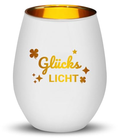 Glückslicht Teelicht, Windlicht mit Gravur, Geschenke für Frauen Glückslicht, Teelichthalter Geschenke für Frauen Weihnachten, als Geburtstag Valentinstag Muttertag Weihnachten Geschenk