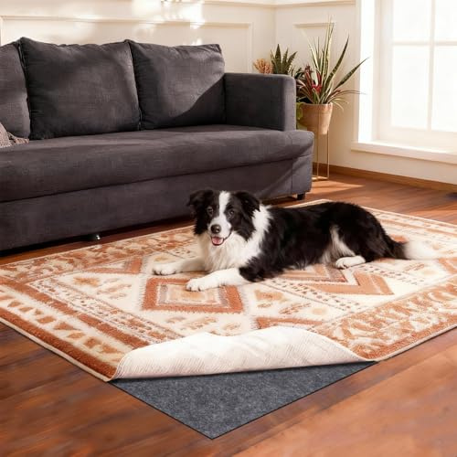 Rug Pad Waterproof Non-Slip 4x6 ft, 1/8 Thick Felt Cushion Pad for Area Rugs – Protects Hardwood, Tile & Laminate Floors – Keeps Rugs Flat & Secure