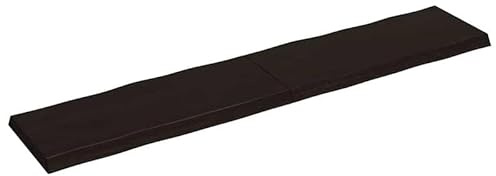 Eleganz Tablero de mesa de roble macizo de 200 x 40 cm con superficie oscura, borde rústico para el árbol de cocina, salón y jardín, duradero y natural