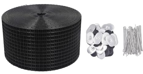 YUANKEECE Rete per Uccelli per Pannello Solare, Maglia di Ferro Rivestita Nera, Griglia da 1,27 cm, Rotolo da 100 x 8 Piedi, Antiruggine, Facile da Installare con Accessori per la