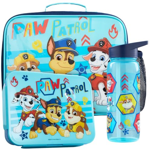 Get Trend Pat Patrouille Sac Isotherme Repas Enfant Set, 3 Pcs Bento Lunch Box, Lunch Bag Isotherme et Gourde Sans BPA, Fermeture Eclair et Poignée, Cadeau Garcon (Multi Paw Patrol)
