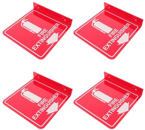 BESTYASH Panneaux Extincteurs Double Face 6X6 en Acrylique Lot de 4 Flèche Bas, Incluant 8 Vis pour Installation Murale Espaces de Travail et Bureaux