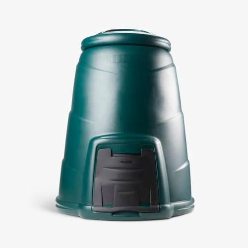Compostiera da giardino Blackwall 330L verde in plastica riciclata con sportello frontale e coperchio antivento per rifiuti alimentari e da giardino uso esterno