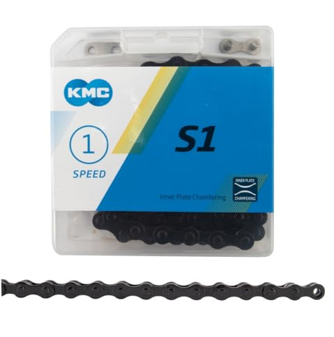 KMC S1 Single Speed Bicycle Chain - 112 Links 1/2 x 1/8 - BK - S1-112L Painted Black