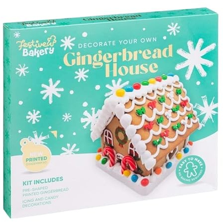 Grande boîte à kit pour réaliser sa propre maison en pain d'épices 560g - Amusement familial de Noël 2025 - Boîte du réveillon de Noël pour garçons et filles - Garnitures pour chaussettes de Noël