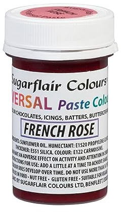 Sugarflair French Rose Universal Paste Food Colouring - Concentrated Food Colour for Colouring Of All Foods Including Cake Mix, Chocolate, Batter, Icing, Buttercream & More - 22g