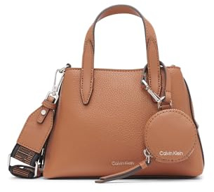 Calvin Klein Millie 2 in 1 Triple Compartment Mini Satchel Crossbody, Caramel, One Size