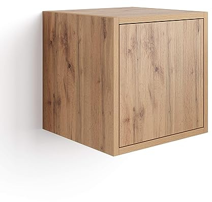 MOBILI FIVER, Unidad de Pared Iacopo 36 con Puerta abatible, Color Madera rústica, NO, Armario de Pared para Entrada, Salon, Oficina, Made In Italy