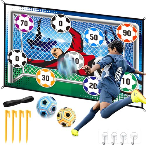 BINYI Set da Gioco con Pallone da Calcio per Bambini Porta da Calcio in Cortile per Interni ed Esterni con Palline in Velcro Porte da Calcio per Bambino di 3 4 5 6 7 8 Anni